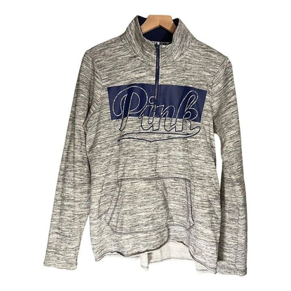 PINK by Victoria's Secret Half Zip Mock Collar Pullover Purple Grey Size Medium